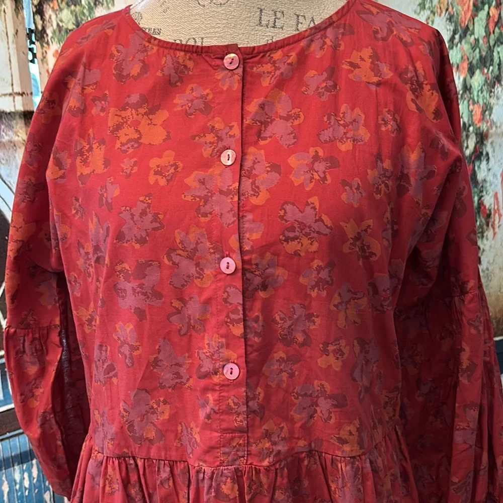 Gudrun Sjoden Woven “Petunia” Dress, Red Print, Size Medium - Picture 2 of 10